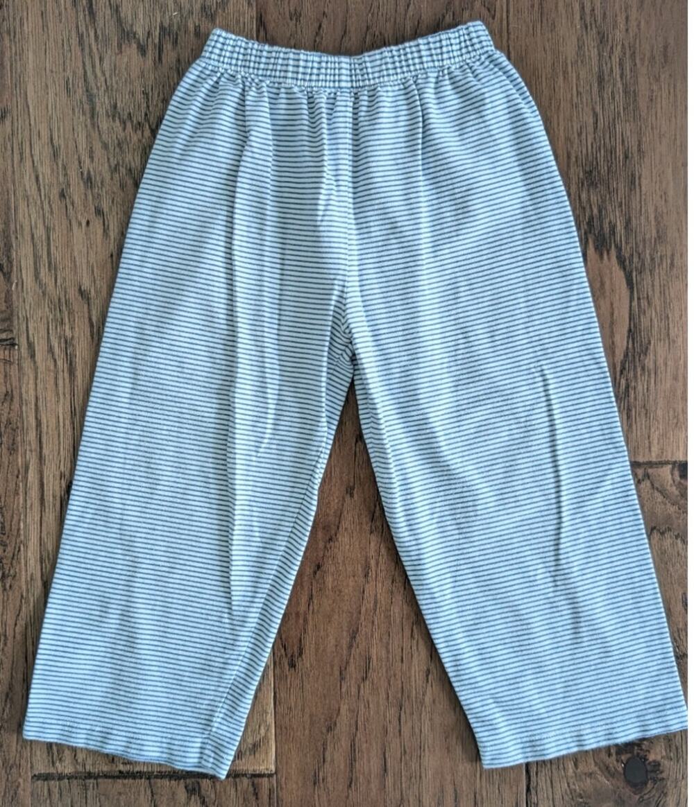 Shrimp & Grits Blue White Striped Pull On Knit Pants